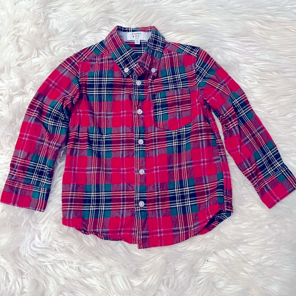Crown & Ivy Toddler Boys Plaid Woven Shirt